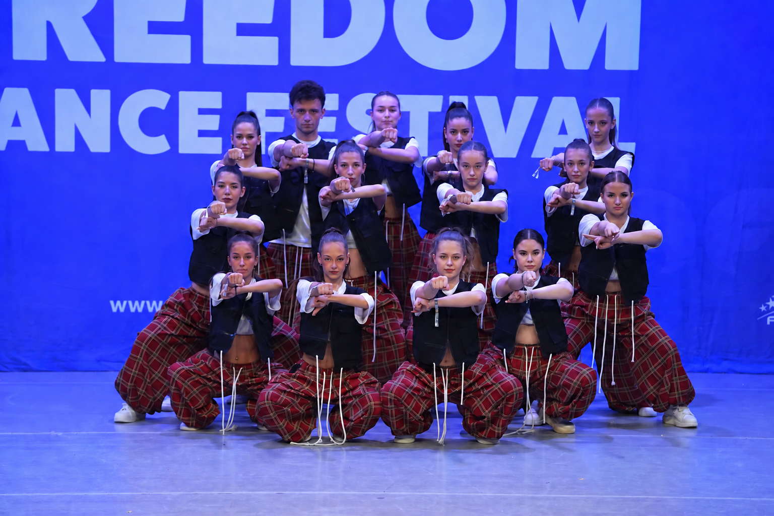 Dancers performing on stage at Freedom Dance Festival